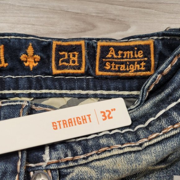 Rock Revival Men's ARMIE STRAIGHT Distressed Denim Jeans Sizes 28~44 Y2K - Picture 8 of 15